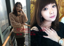 高圆圆李小璐同款3d立体玫瑰花朵宽松秋冬套头圆领上衣蝙蝠衫女