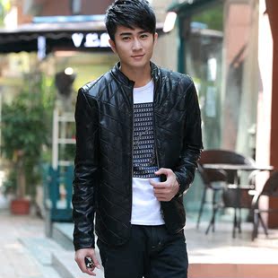  jacket春装新款外套 男士皮衣 时尚休闲 韩版修身夹克