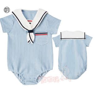 2012 Summer new style classic stripe Navy Siamese clothes baby clothing/Delta's ass clothes baby clothes