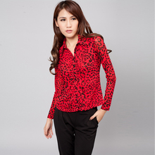 哥弟正品女装2011非专柜代购红底黑豹纹衬衣GA37237E48615-1