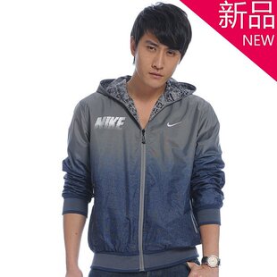 耐克立领<em>连帽男夹克</em> 双面穿长袖运动<em>休闲</em>男款