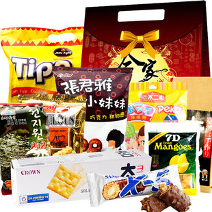  【年货必备】进口食品张君雅tipo7D不二家等新年大礼包1097g礼袋