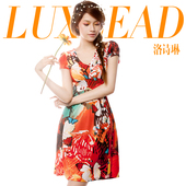 poem Lynn, luxlead Luo 2012 summer new stretch Slim Butterfly Print Dress