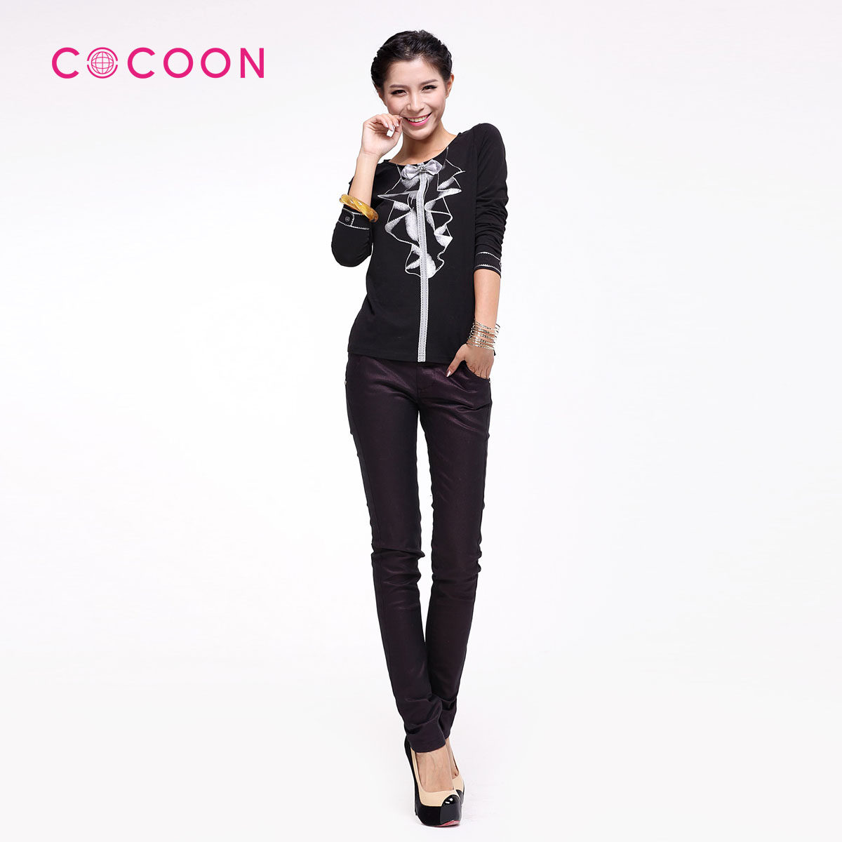 COCOON可可尼2012新品亮面低腰长裤女款原价799元304208031