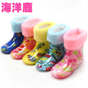  包邮正品海洋鹿儿童雨鞋 宝宝雨靴冬季保暖加绒内胆棉水鞋 男女童