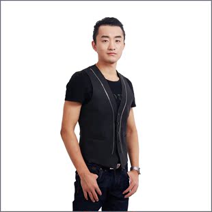  雅派朗迪uqper男装男士商务休闲装饰拉链束身时尚款羊毛西服马甲