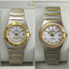 Omega / Omega Constellation series diamond watch quartz movement imported waterproof couple of tables