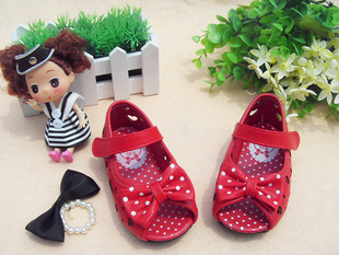  韩原单儿童女宝宝绣花鱼嘴单鞋婴儿凉鞋软底防滑学步鞋鱼嘴