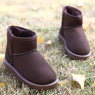  秋冬新款 情侣款男女短筒靴 纯色百搭简约雪地靴 保暖低筒棉靴子