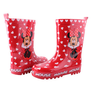  【天天特价】包邮儿童雨鞋  红色迪士尼 雨鞋 时尚女童雨靴水鞋