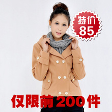 呢子短外套 2012春装 新款女装 韩版双排扣短外套 毛呢 短款