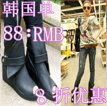 热卖hellen大牌秀场 鱼嘴坡跟短靴 厚底女鞋香港明星同款凉靴女靴