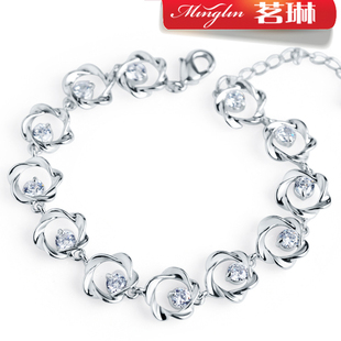  茗琳正品镶嵌施华洛世奇锆石锭梅水晶手链女 款 韩版 时尚 饰品