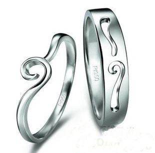  【雅琪宝】铂金戒指情人节礼物结婚戒指情侣对戒我爱你爱我-情韵