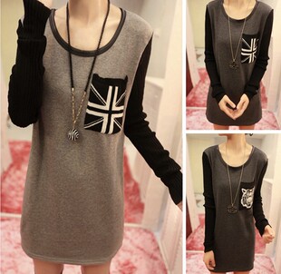 <em>淘宝网</em>韩版<em>女装</em>2014<em>春装</em>新款中长款米字旗老