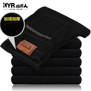  【酷游人】酷游人冬季 加绒加厚牛仔裤 防寒保暖直筒牛仔