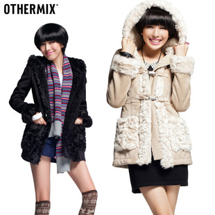  体验 OTHERMIX独家皮毛一体 超级性价比加厚保暖人造毛领长款外套