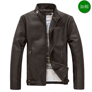  春装韩版新款时尚休闲潮男装型男士个性帅气立领修身皮衣外套