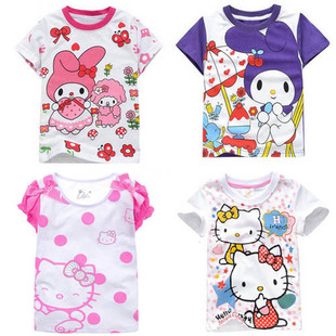  清仓特价新款夏装儿童装女童韩版卡通hello kitty纯棉短袖T恤