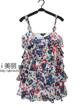 热卖中！特价清仓！XOXO正品 水墨碎花雪纺蛋糕层叠小吊带小背心