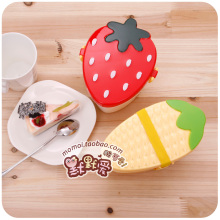 默默爱&hearts;可爱草莓玉米双层饭盒/便当盒 可微波 日式日本保温饭盒