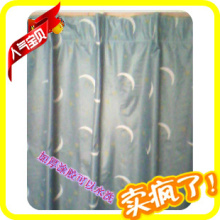 星星月亮 暗蓝色加厚涂胶可水洗 防晒隔热遮光遮阳布 窗帘成品
