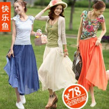 2012夏新款波西米亚半身裙田园仙女裙糖果色蓬蓬大摆裙长裙夏包邮