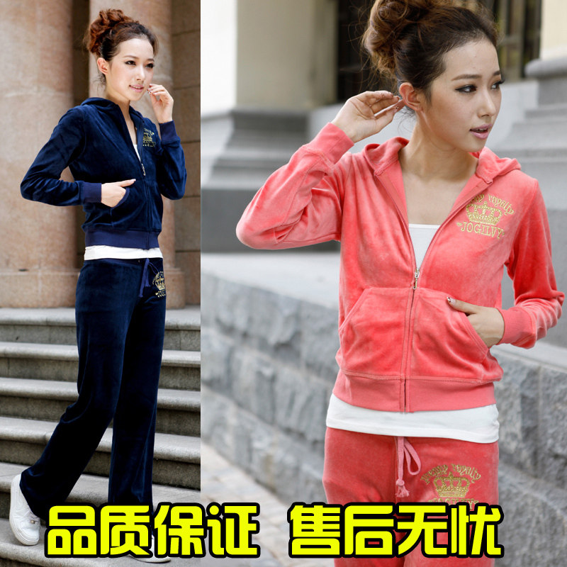 2012新款韩版烫钻刺绣天鹅绒卫衣套装休闲运动套装 女款 春装
