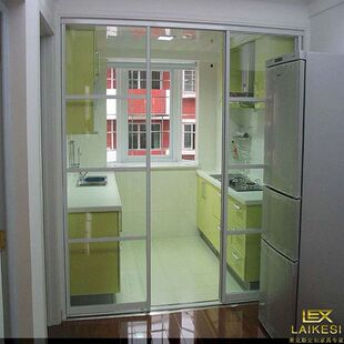 lex 磨砂玻璃滑动阳台隔断厨房移门钛合金推拉门量身 e05