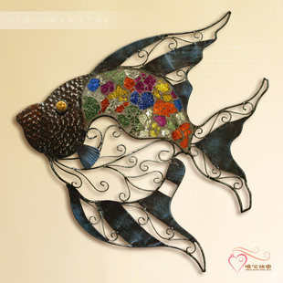  唯心饰家 地中海装饰 热带鱼铁艺壁挂饰品 家居复古壁饰 酒吧装饰