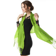 纯羊毛围巾 纯素色超长两用披肩 橄榄绿J88124