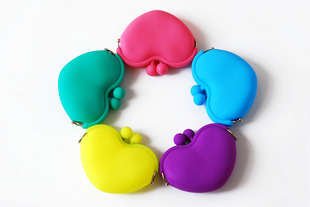  女士钱包包 日韩版超可爱硅胶零钱包 糖果色钥匙包硬币包 桃心款