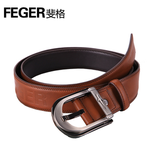  FEGER斐格 新款牛皮腰带 时尚针扣男士皮带专柜正品男裤带 配饰