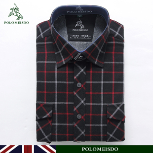  正品保罗polo 冬季新款男士全棉磨毛加厚加绒保暖衬衫