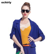 Ochirly<span class=H>欧时力</span> 专柜正品 春季新款女装彩蓝色西装外套