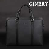 GINRRY 简瑞 牛皮 男士手提包 商务公文包 带电脑位 G11897