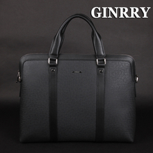 GINRRY 简瑞 进口牛皮 男士手提包 商务公文包 带电脑位 G11897