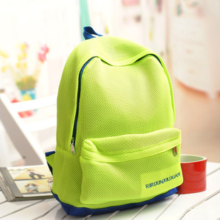 宝儿家 复古外贸运动荧光色帆布包 双肩包 单肩包 大包包 书包女