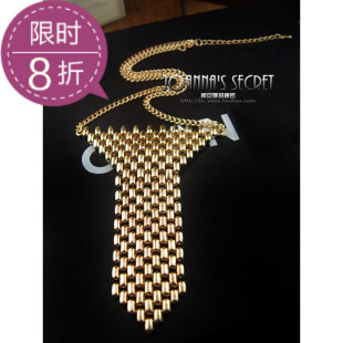  欧美风玫瑰金色金属领带男女中性亚历山大颈链项链项圈锁骨链饰品
