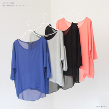 欧美<span class=H>原单</span> TOPSHOP 显瘦宽松后背雪纺 纯色中袖简洁T恤 4色