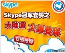 skype 大陆通400分钟 skype中国通400分钟包月卡 秒充 400分钟
