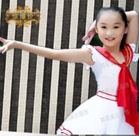 少儿童表演服小学生演出服纱裙红领巾舞蹈服装