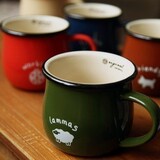 ZAKKA复古陶瓷杯子 仿搪瓷牛奶马克杯创意可爱卡通动物咖啡水套杯