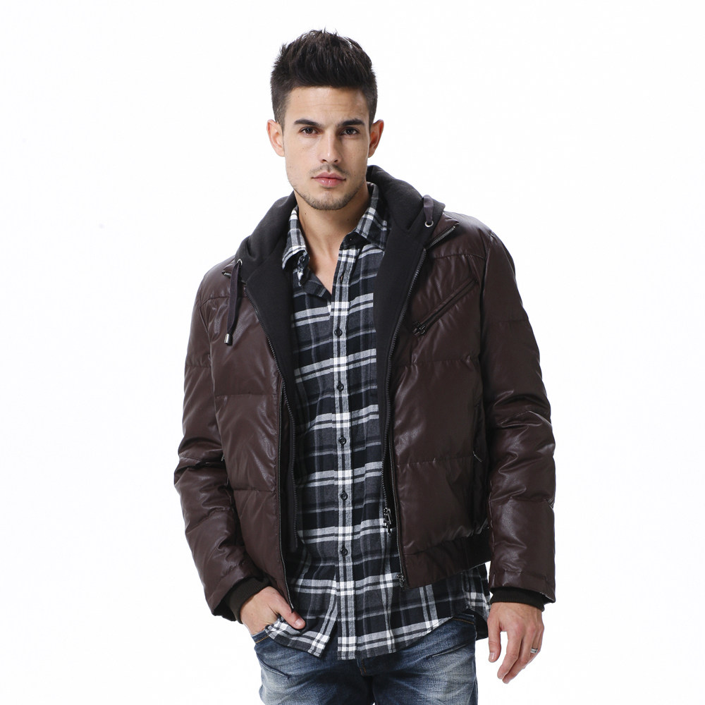波司登 2011新款 <span class=H>羽绒</span><span class=H>服</span> 正品 男针织帽仿皮短茄克 SR2221