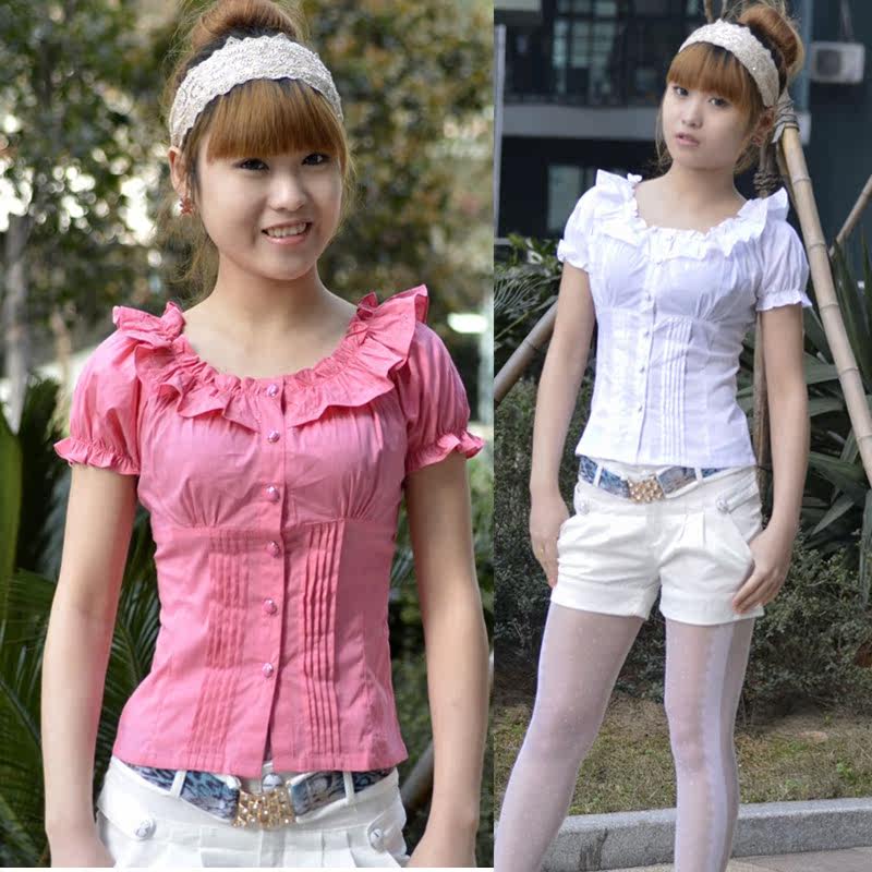 2012夏装新款艾菲尔专柜正品淑女<span class=H>阿依莲</span>风绣花短袖衬衣白衬衫5006