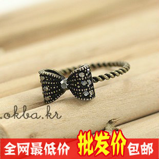  欧美外贸饰品 韩版复古蝴蝶结指环 复古合金蝴蝶结戒指 女 潮人