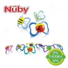 美国进口nuby/努比仿真奶嘴 安抚奶嘴可爱搞笑奶嘴（扁圆形）0-6m