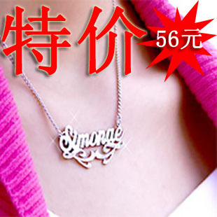  订做纯银925银 名字项链定制字母项链情侣 男女款生日礼物银吊坠