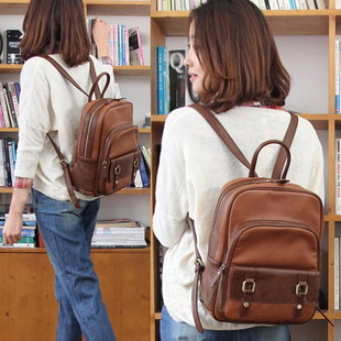  秋季新款女包韩版休闲双肩包书包时尚学生背包电脑包旅行潮皮