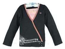 日本avv 女童 水钻蝴蝶结 V领长袖衫/T恤 两色 100-130